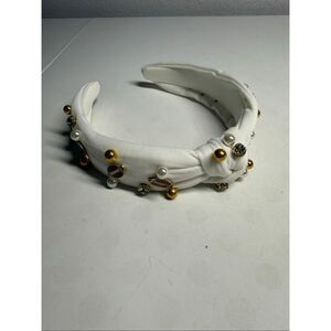 Football Headband Pearl Rhinestone Jeweled Knotted Headband Fun Sports